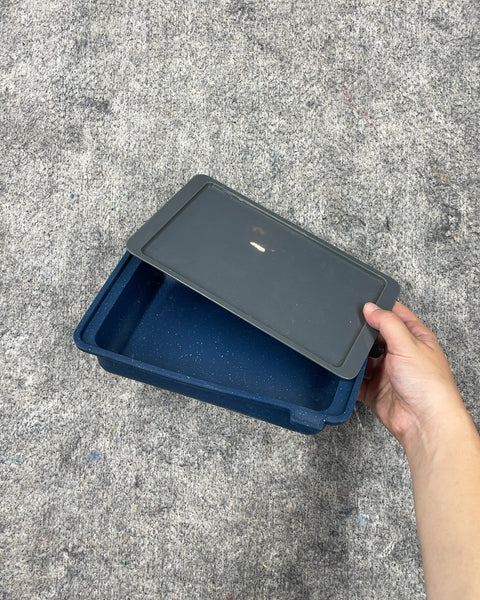 Blue Soft Rectangular Food Storage Container with Lid