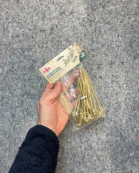 Party World Looped Natural Bamboo Picks, 50 Count