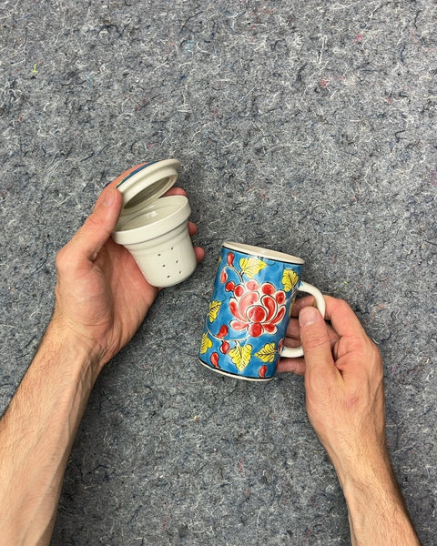 Floral Ceramic Tea Mug with Infuser