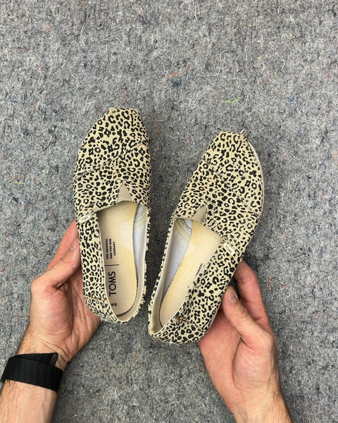 TOMS Leopard Print Slip-On Shoes, Size US 6W or EU 36.5