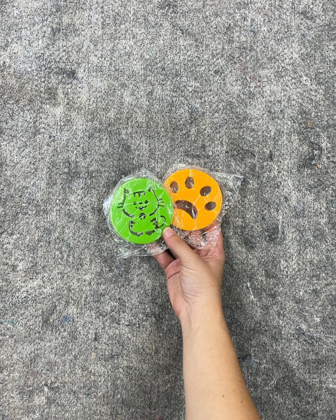 Green Cat and Orange Paw Print Lint Removers