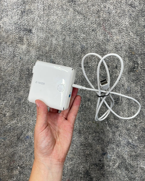 Anker White Power Bank with USB Cable
