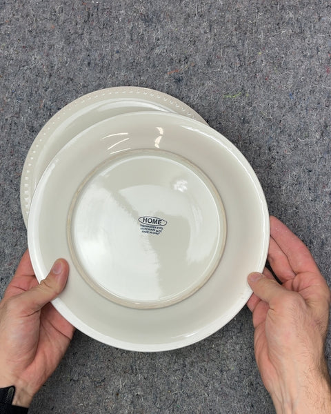 Set of 2 Cream Beaded Edge Dinner Plates