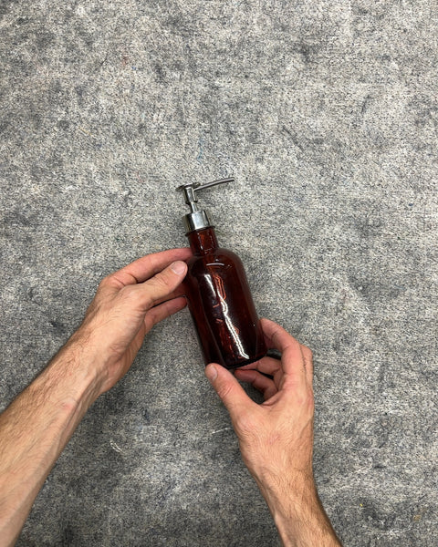 Amber Glass Soap Dispenser with Metal Pump