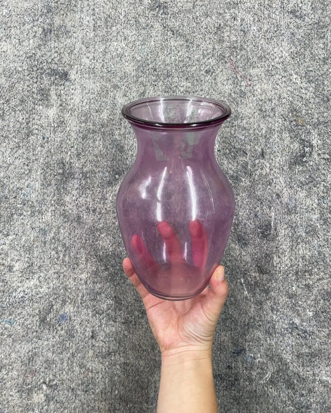 Purple Glass Flower Vase, 8 in