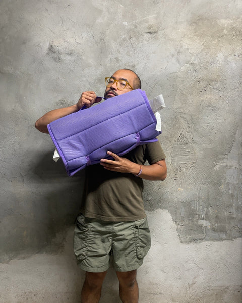 Purple Padded Roll-Up Lounger Mat with Built-In Pillow