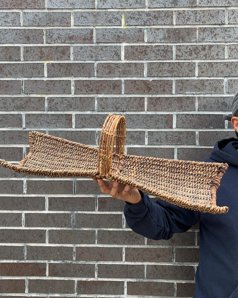 Vintage Handwoven Wicker Fireplace Basket