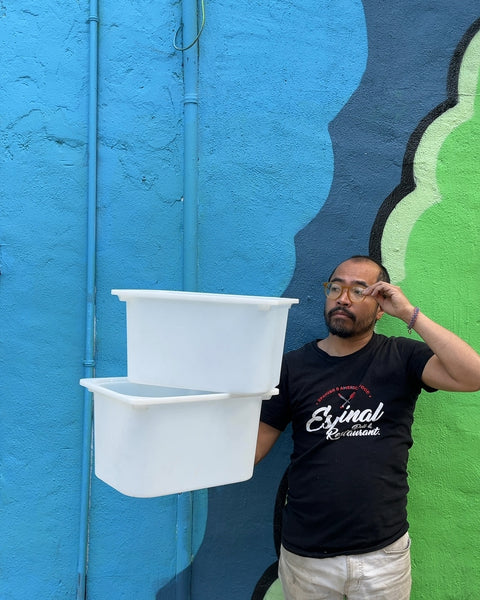 Two White Plastic Storage Bins, W12xL16xD9"