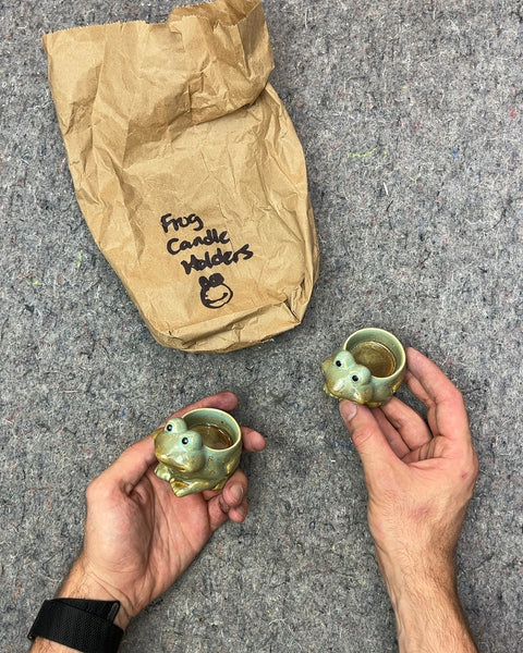 Ceramic Frog Candle Holders