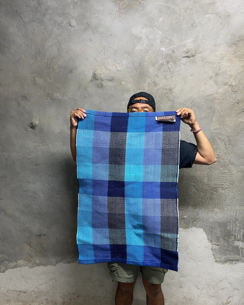 Dash & Albert Blue Plaid Woven Rug, 24x36"