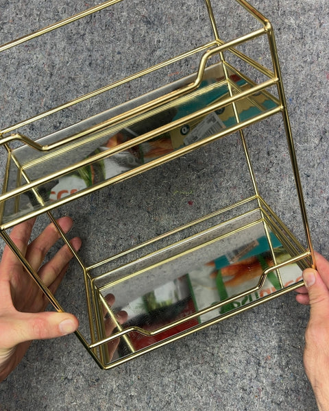 Rachel Roy 2-tier Gold Wire Bathroom Countertop Vanity Organizer, H11xW10xD6"