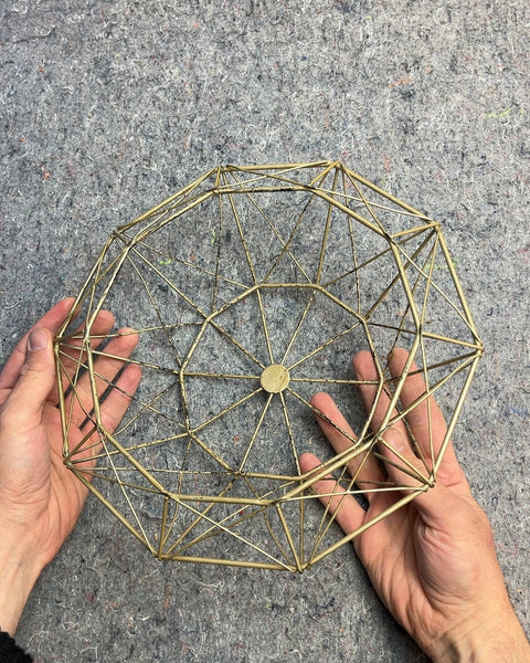 Gold Geometric Wire Basket, 11"