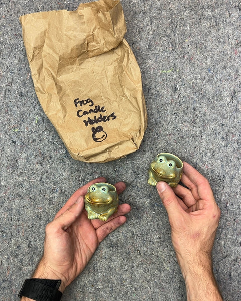 Ceramic Frog Candle Holders