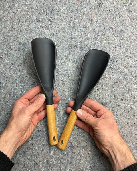 Pair of Black Silicon Scoops with Wood Handles