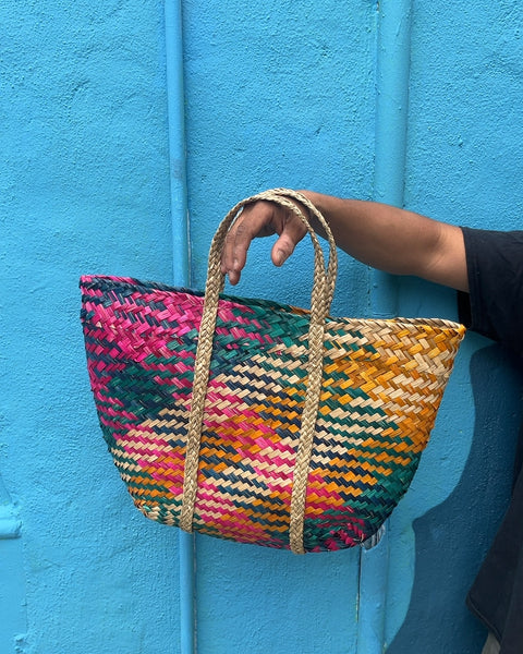 Colorful Woven Straw Tote Bag