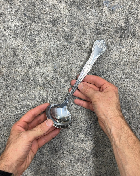Silver Gravy Ladle with Ornate Handle