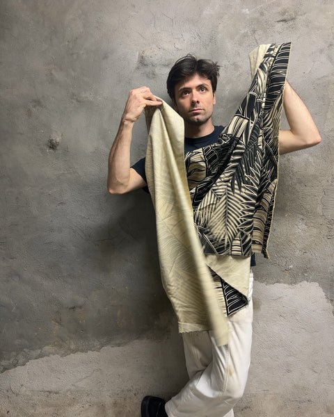Tropical Palm Leaf Pattern Fabric Remnant