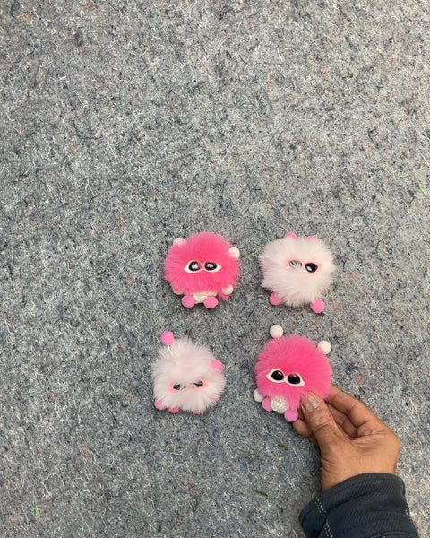 Fuzzy Pom Pom Clip On Toy, Set of 4