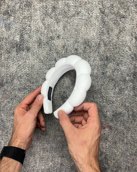 Handmade White Puffy Headband