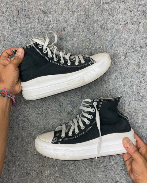 Converse Black High Top Platform Sneakers, 37.5 EU