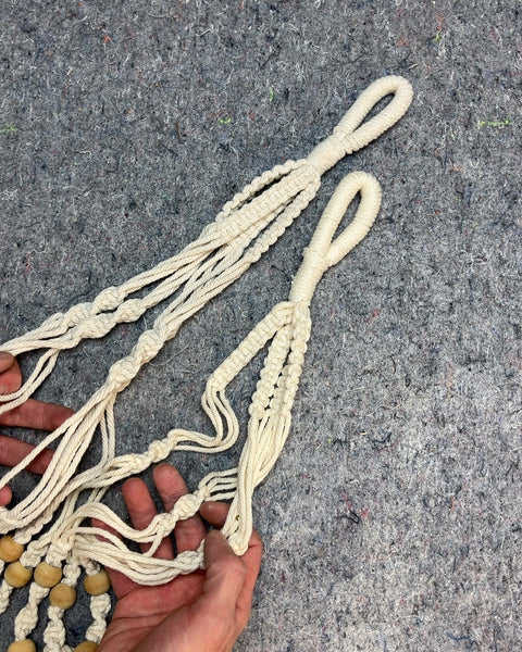 Two Macrame Plant Hangers with Wood Beads