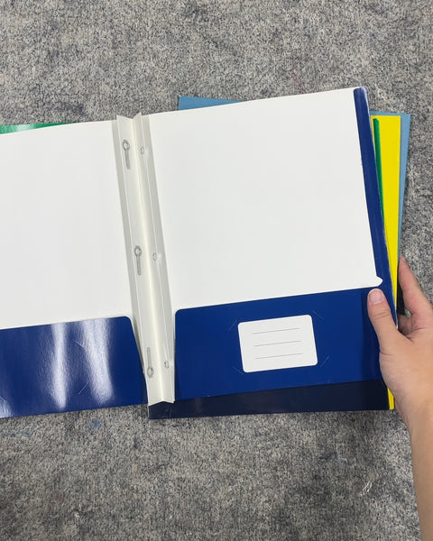 Assorted Color Two Pocket Folders with Prongs