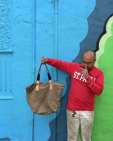 Striped Canvas Tote Bag