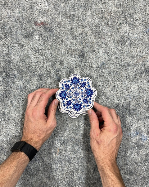 Set of 3 Blue and White Floral Coasters