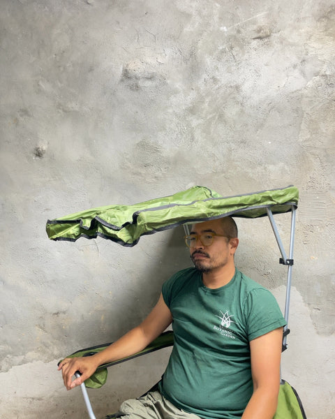 Green Folding Camping Chair with Sun Canopy Shade