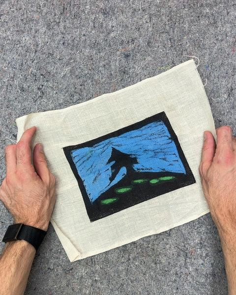Mountain Landscape Fabric Art, 10x13"