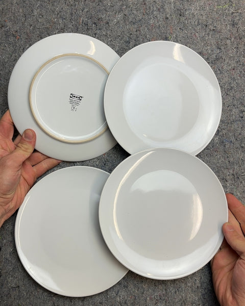 4 IKEA White Dessert Plates