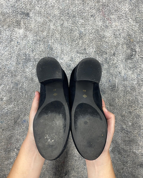 Black Suede Ankle Boots, Size US 6W, EU 36.5