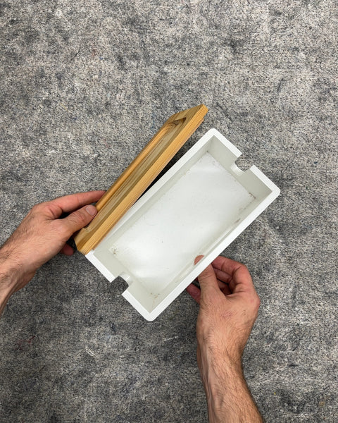 White Cable Management Box with Wooden Lid, L9"