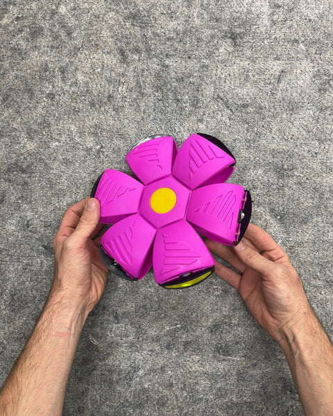 Pink and Yellow Pop-Up Transforming Flying Disc Ball Toy