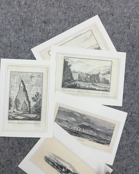 Set of Five Historical Landscape Prints