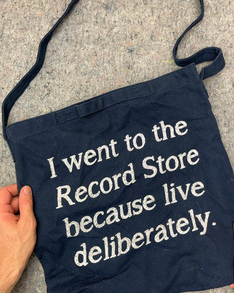 Navy Blue Record Store Tote Bag