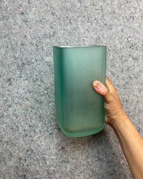 Sorrento-style Frosted Green Glass Vase