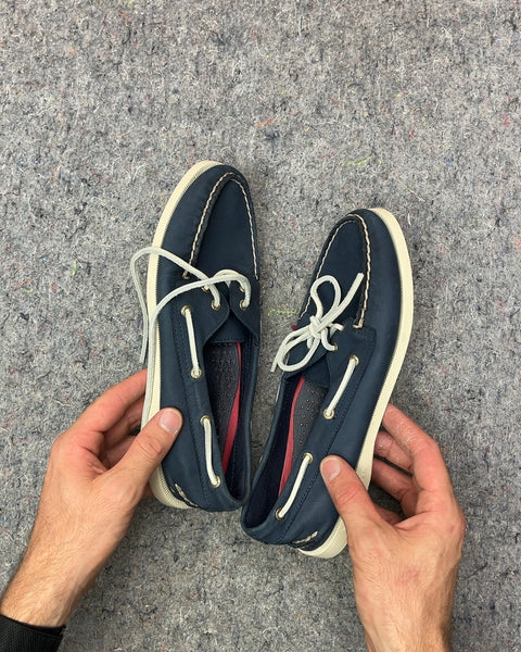 Like New Sperry Top-Sider Navy Blue Boat Shoes, Size US 9W or EU 40