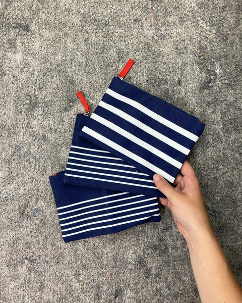 Air France Striped Zipper Pouches