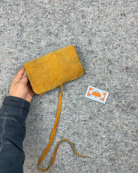 Yellow Suede Roll Up Pouch