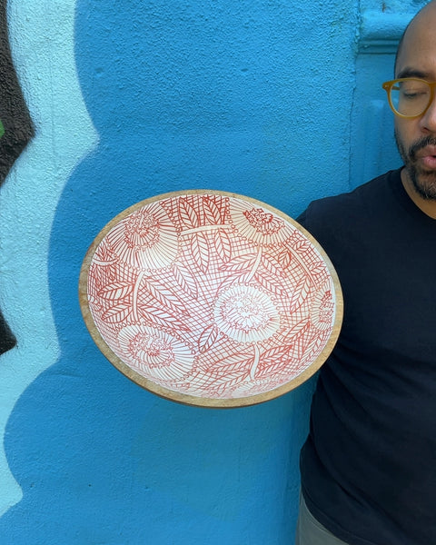 Hand Painted Wooden Serving Bowl Of Fruit Bowl