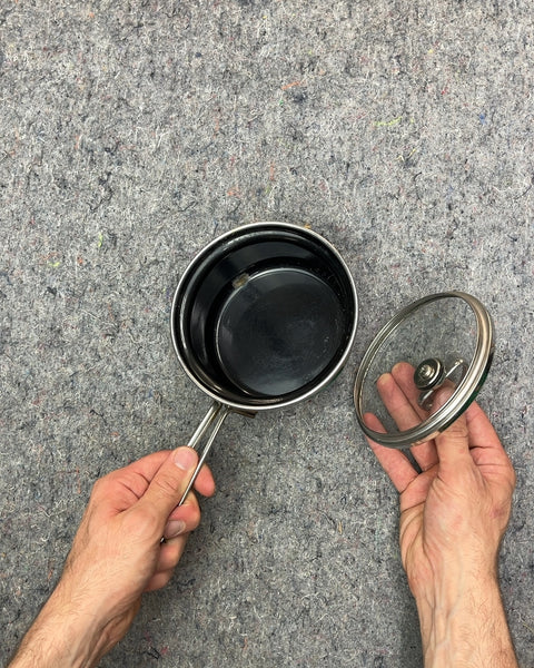 Vintage Chantal Enamel Coated Steel Saucepan with Glass Lid