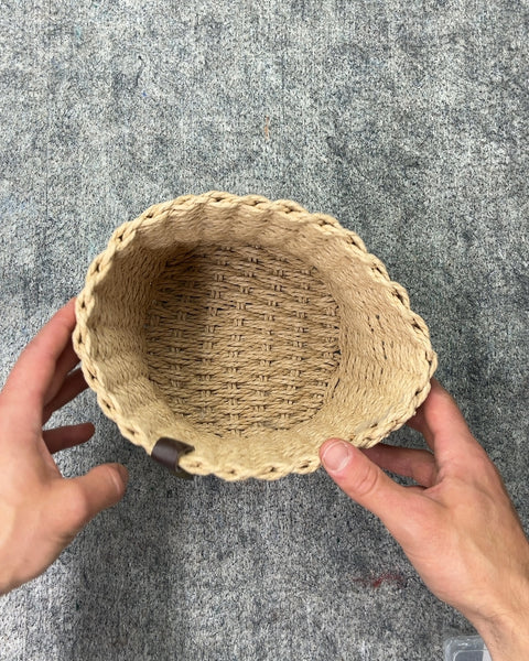 Woven Straw Basket with Leather Strap
