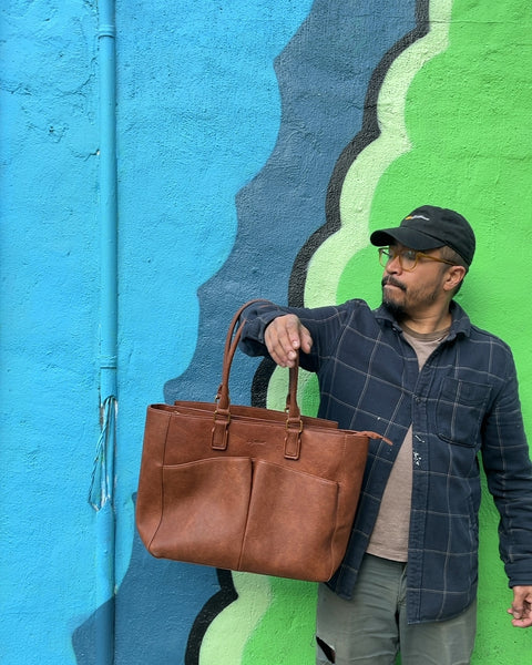 LIFEAMAR Leather Laptop Tote Bag