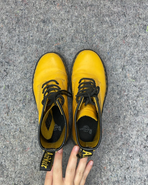 Dr. Martens Yellow Leather Boots, Sz EU 38