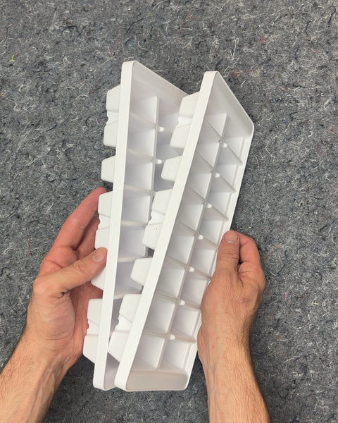 White Plastic Ice Cube Trays, Set of 2