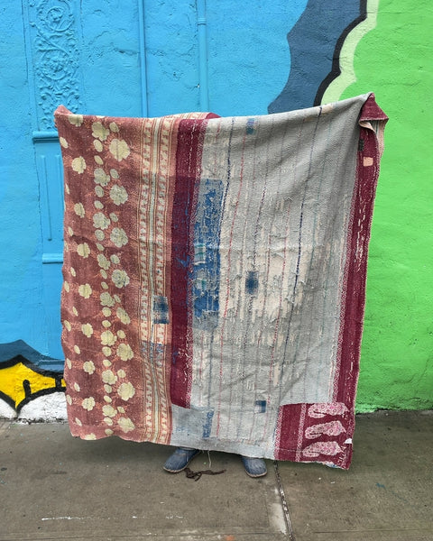 Kantha Quilt Throw, 54" x 78"