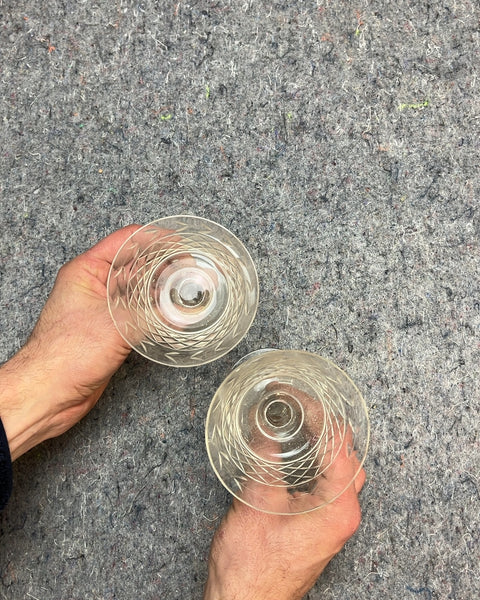Another Pair of Vintage Etched Coupe Glasses