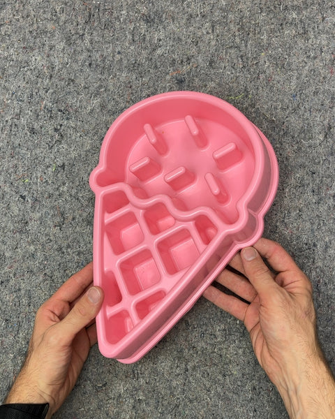 Pink Ice Cream Cone Shaped Slow Feeder Pet Bowl