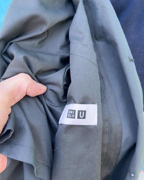UNIQLO U Dark Gray Trench Coat with Belt, Size M